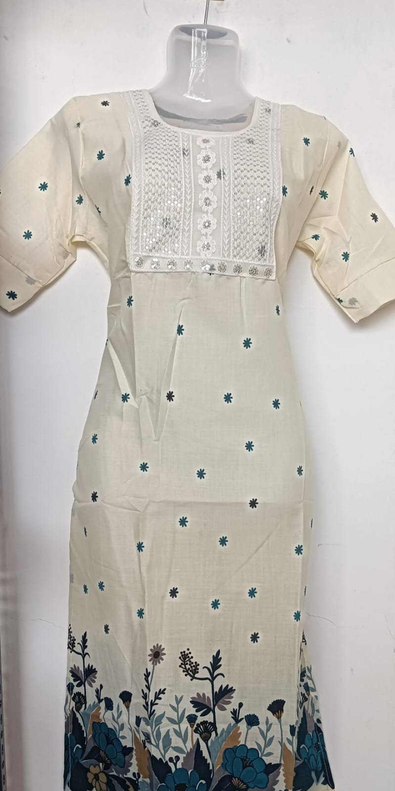 Teal Meadow Charm Kurti