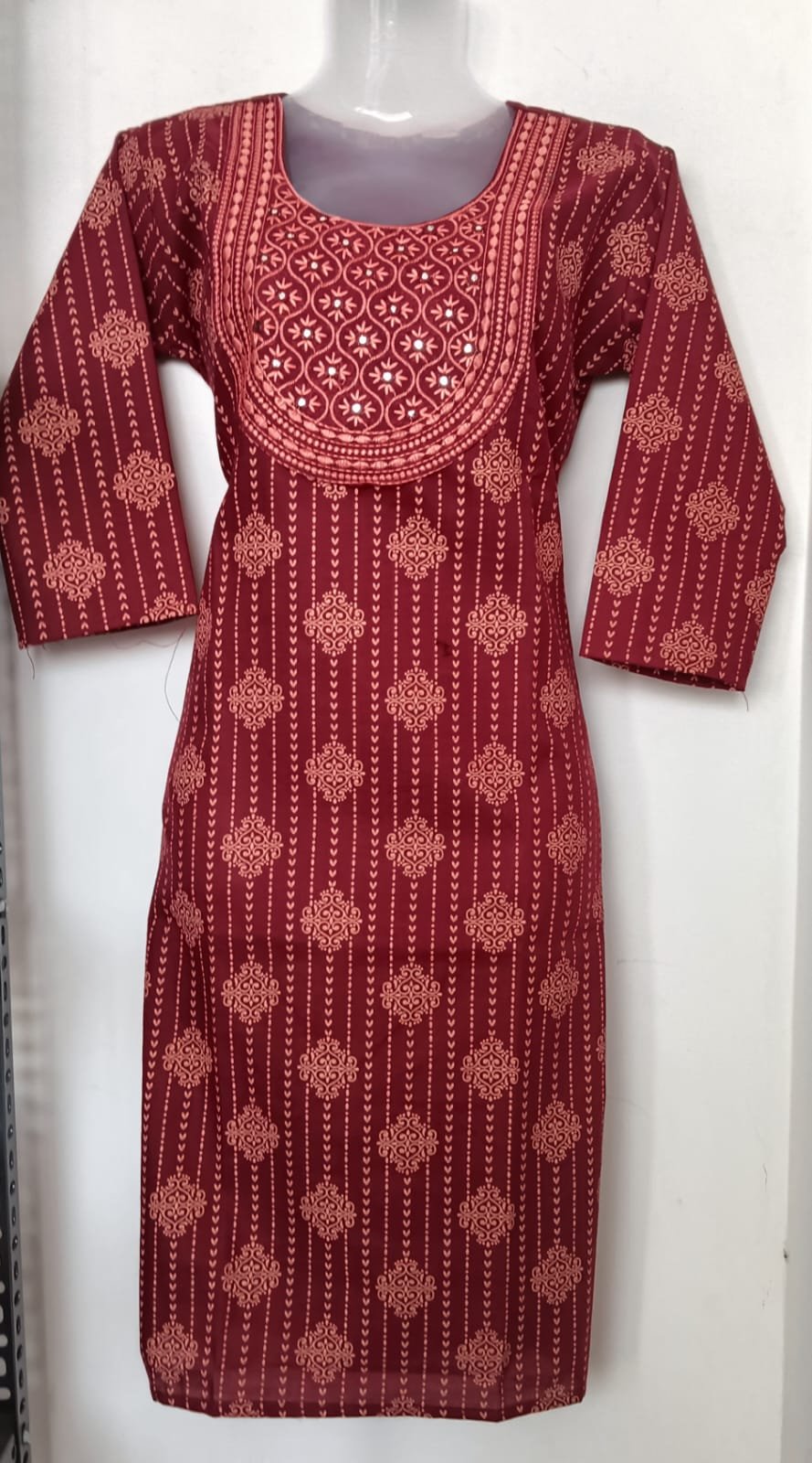 Royal Maroon Mirror Work Kurti