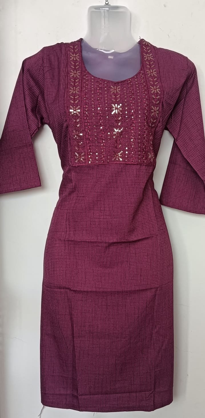 Berry Check Classic Kurta