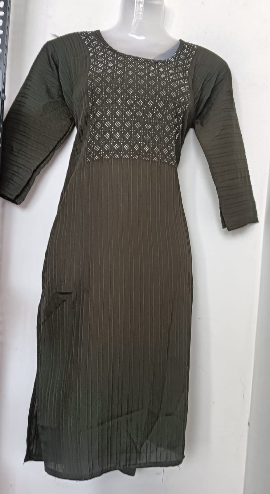 Olive Glow Pleated Kurta