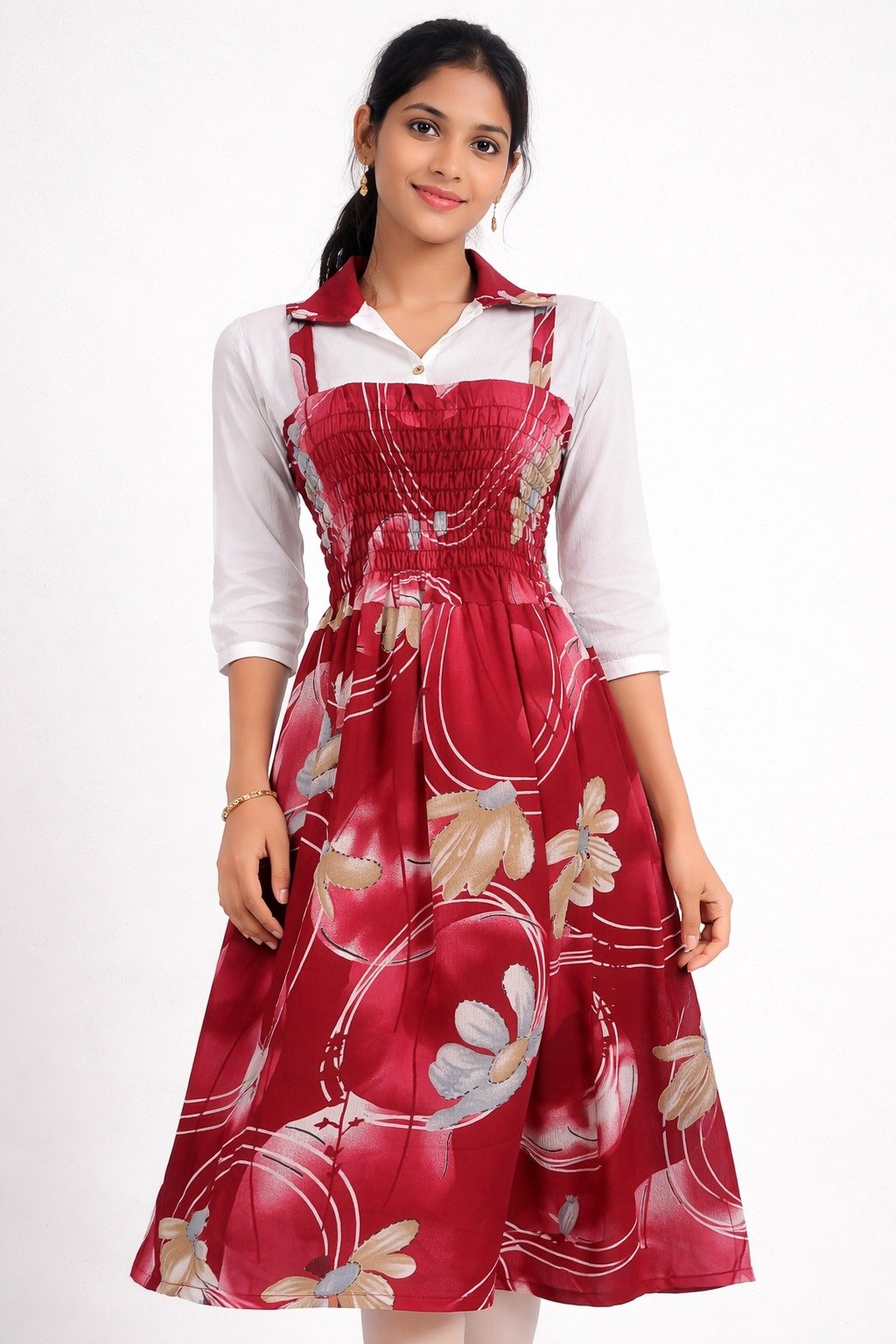 Red Floral Wastern wear