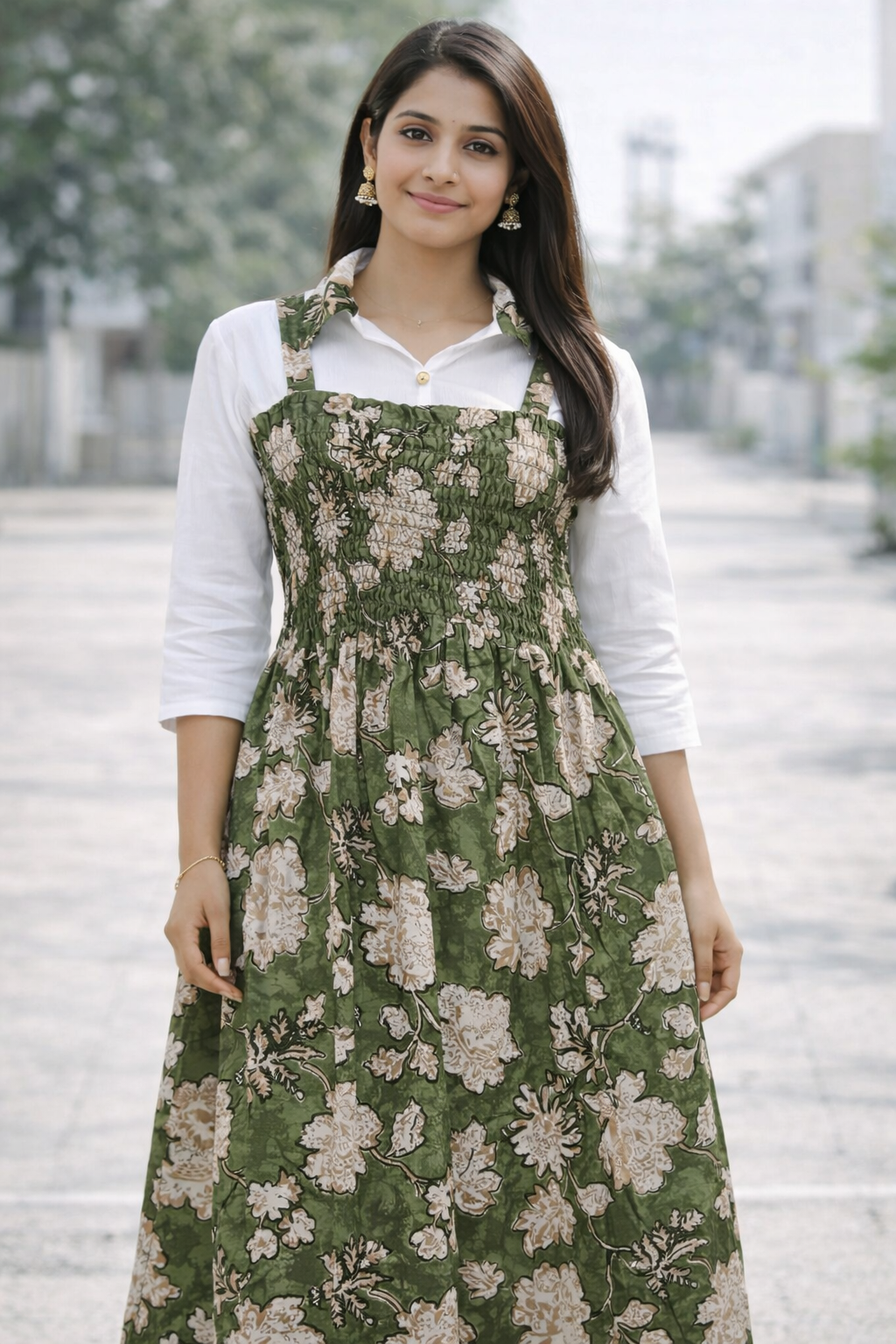 Olive Bloom Midi Dress