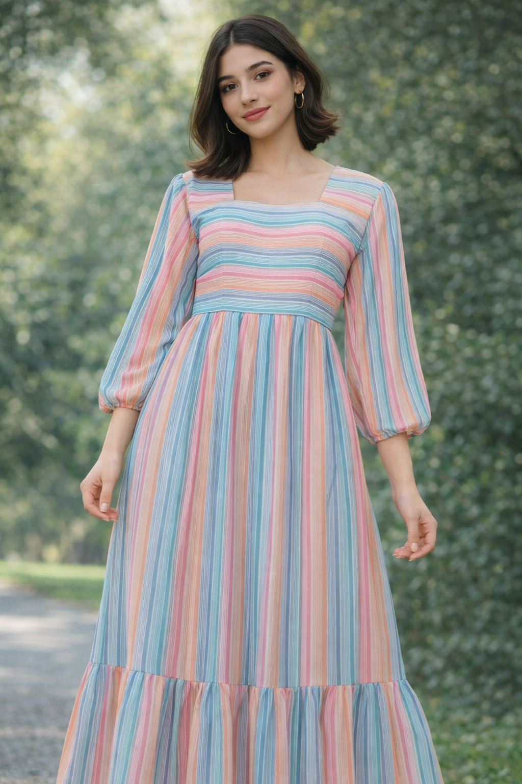 Pastel Harmony Maxi Dress