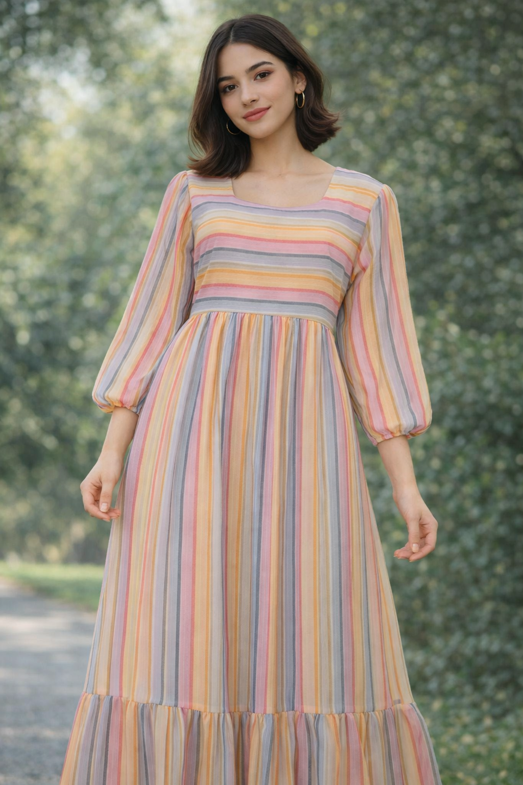 Sunset Pastel Stripe Maxi Dress