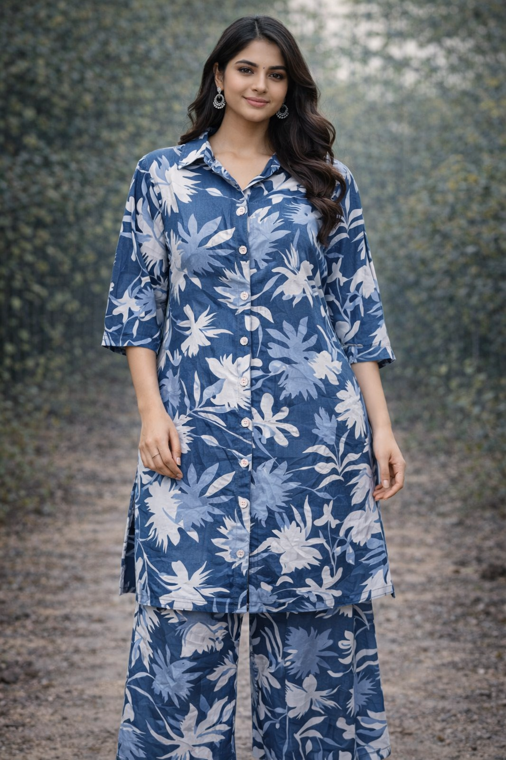 Blue Bloom Printed Kurta Set