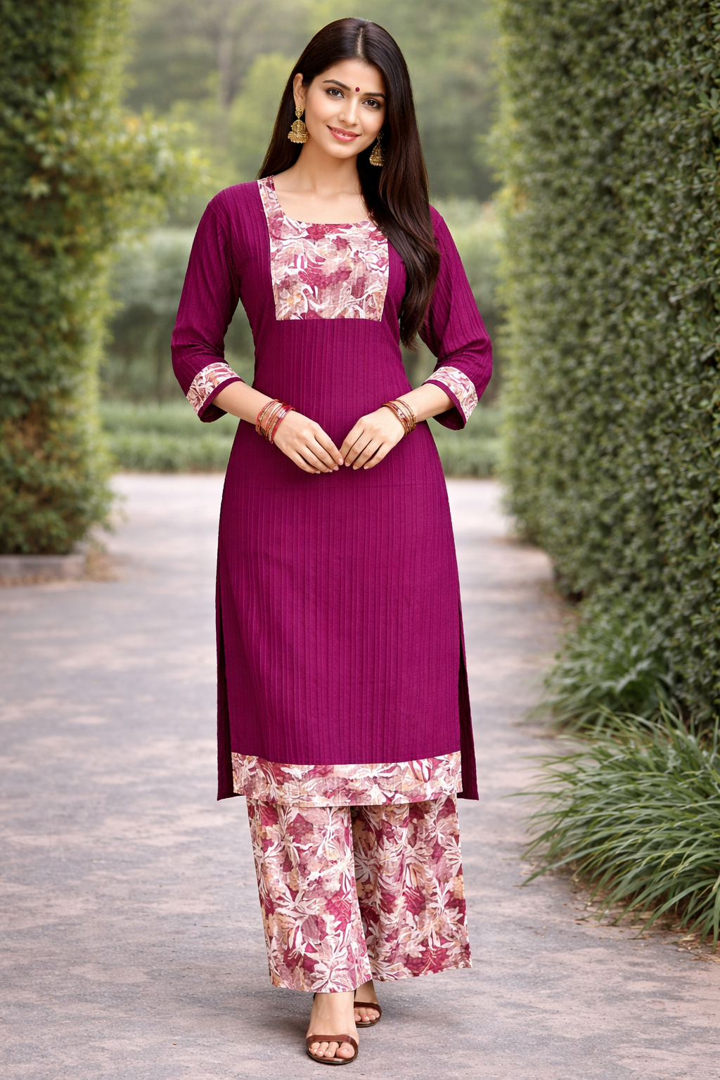 Maroon Leaf Elegance Set