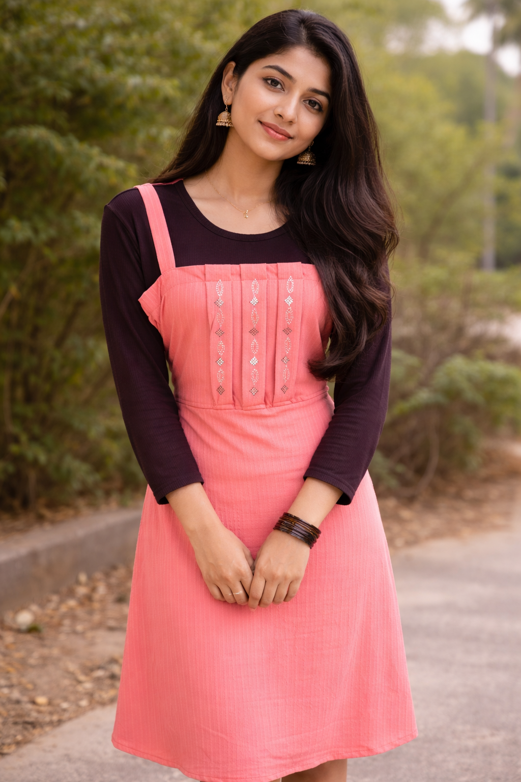 Coral Bloom Layered Dress