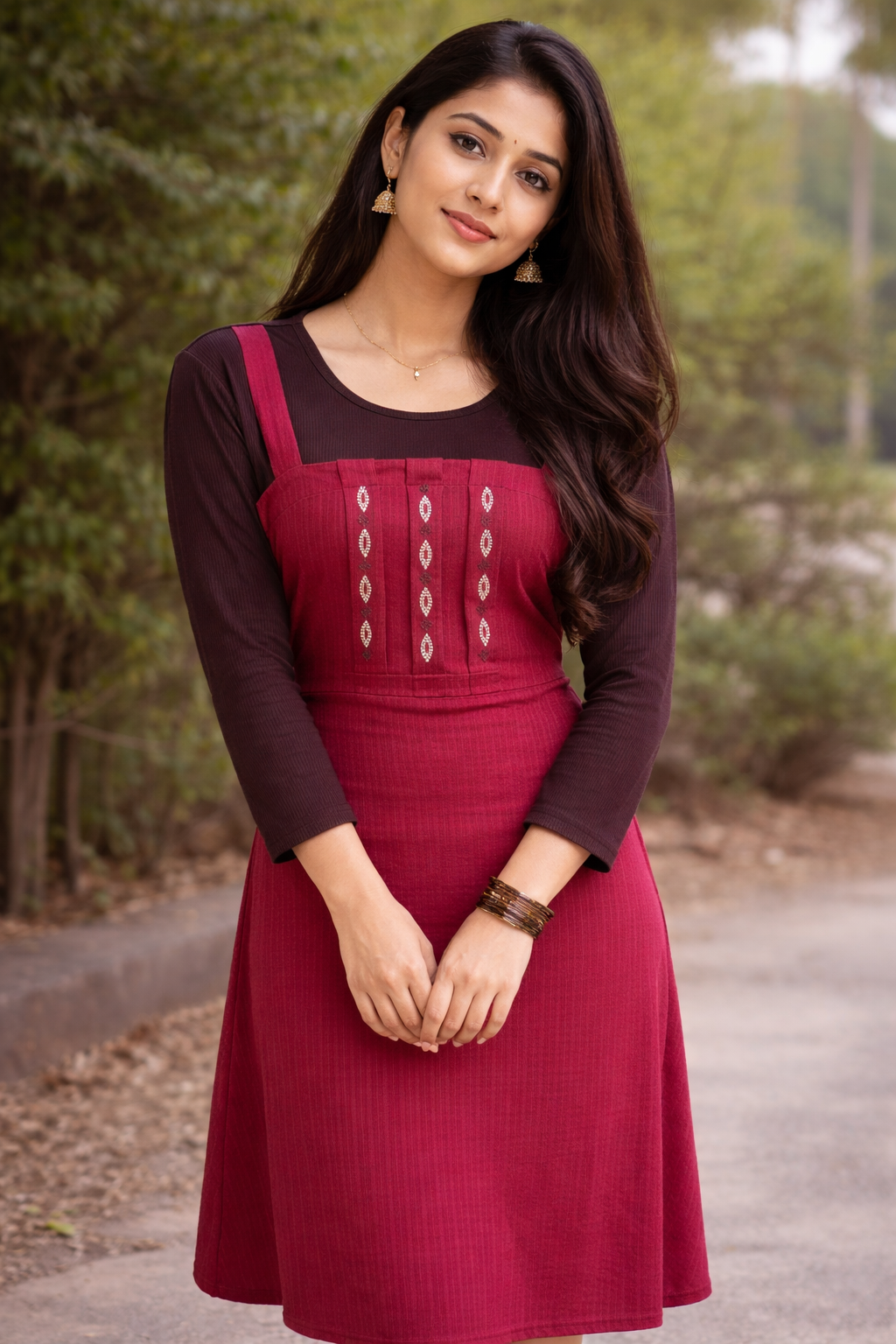 Ruby Glow Layered Dress