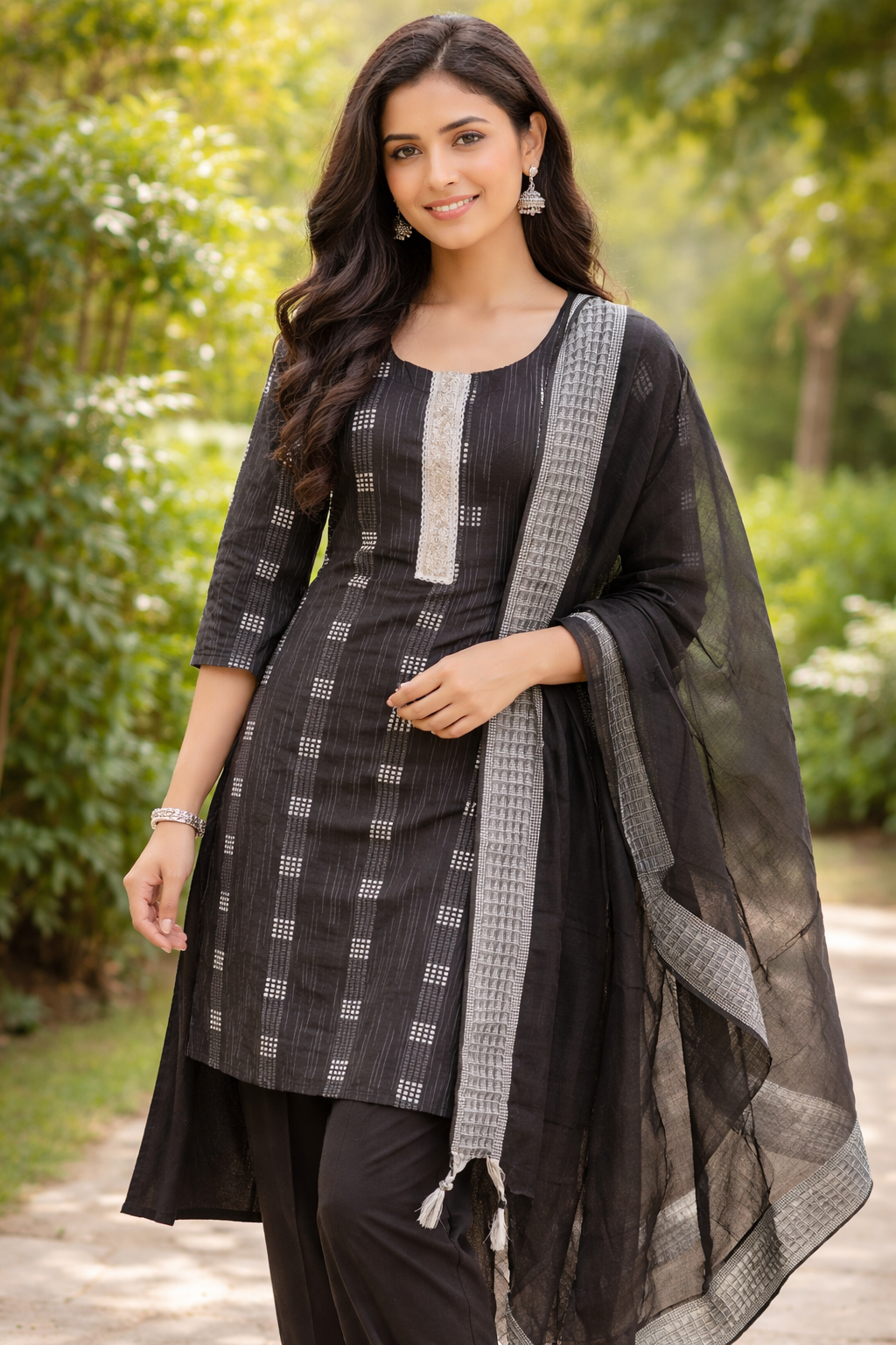 Midnight Grace Cotton Suit Set