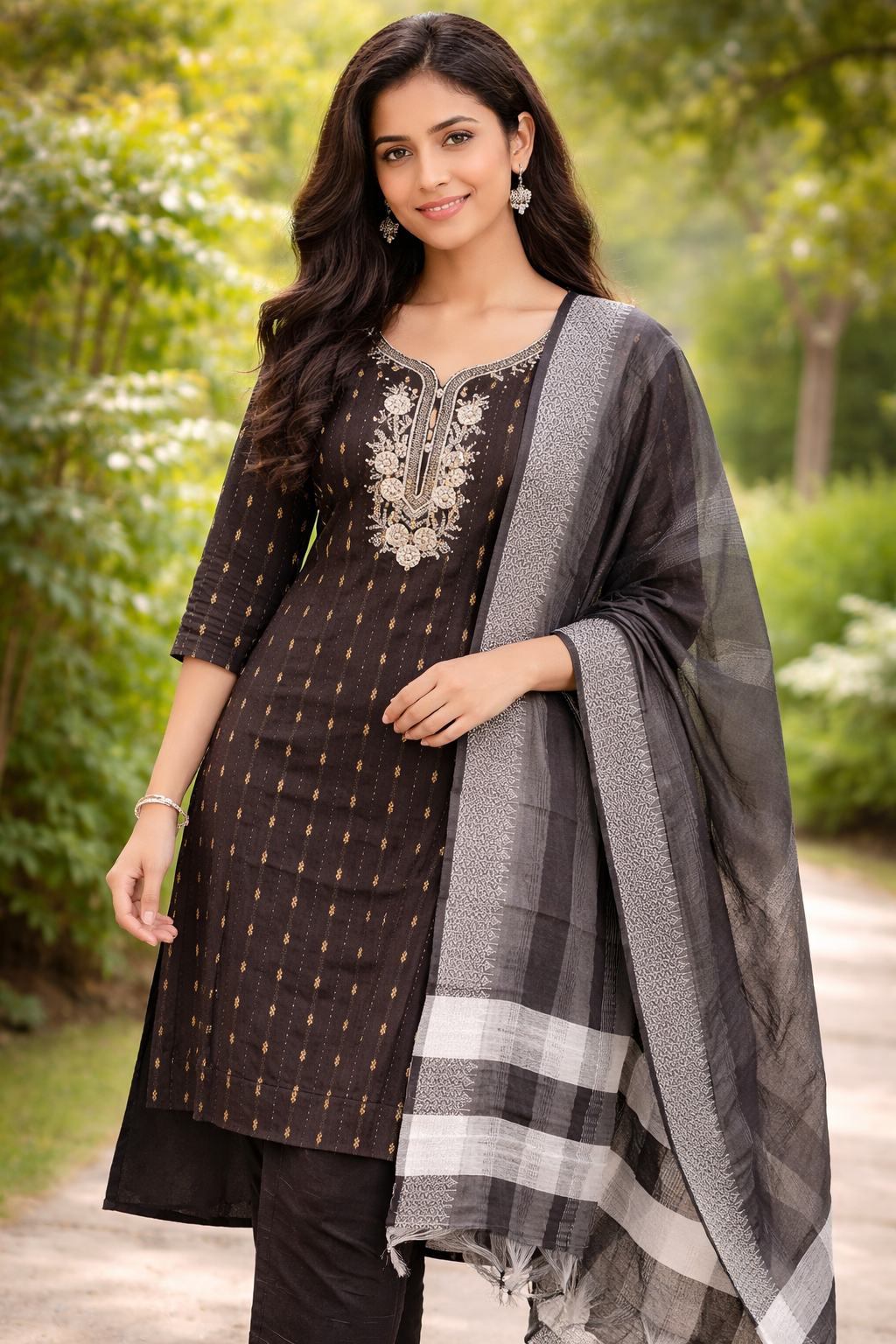 Royal Noir Embroidered Suit Set