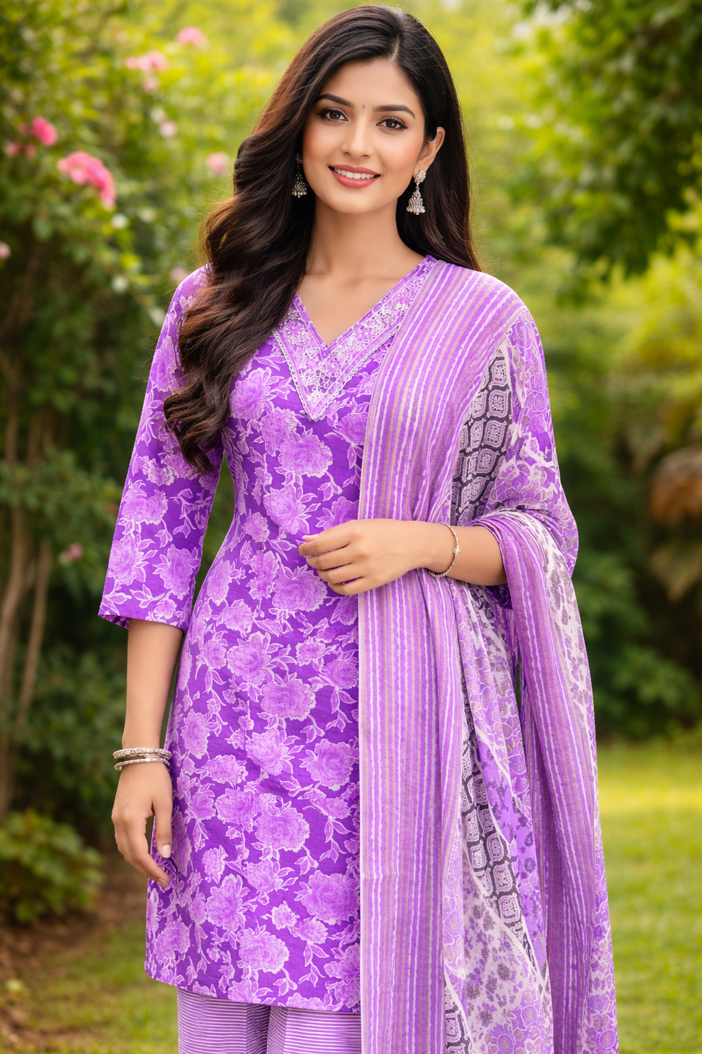  Lavender Bloom Printed Salwar Suit Set