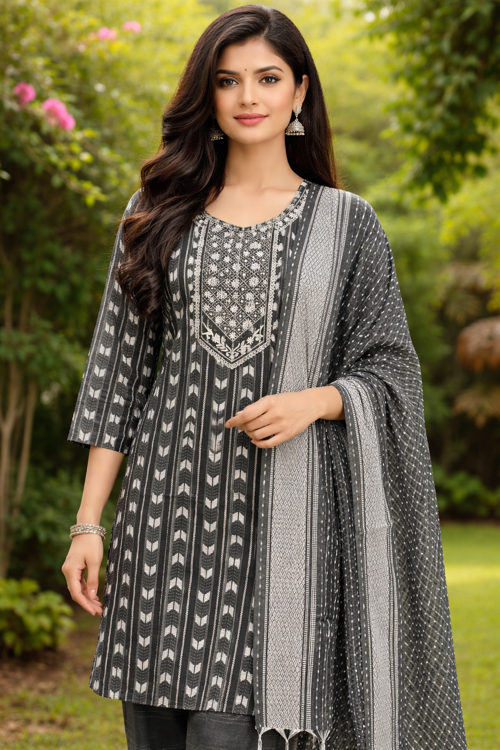  Earth Tone Printed Kurta Pant Set