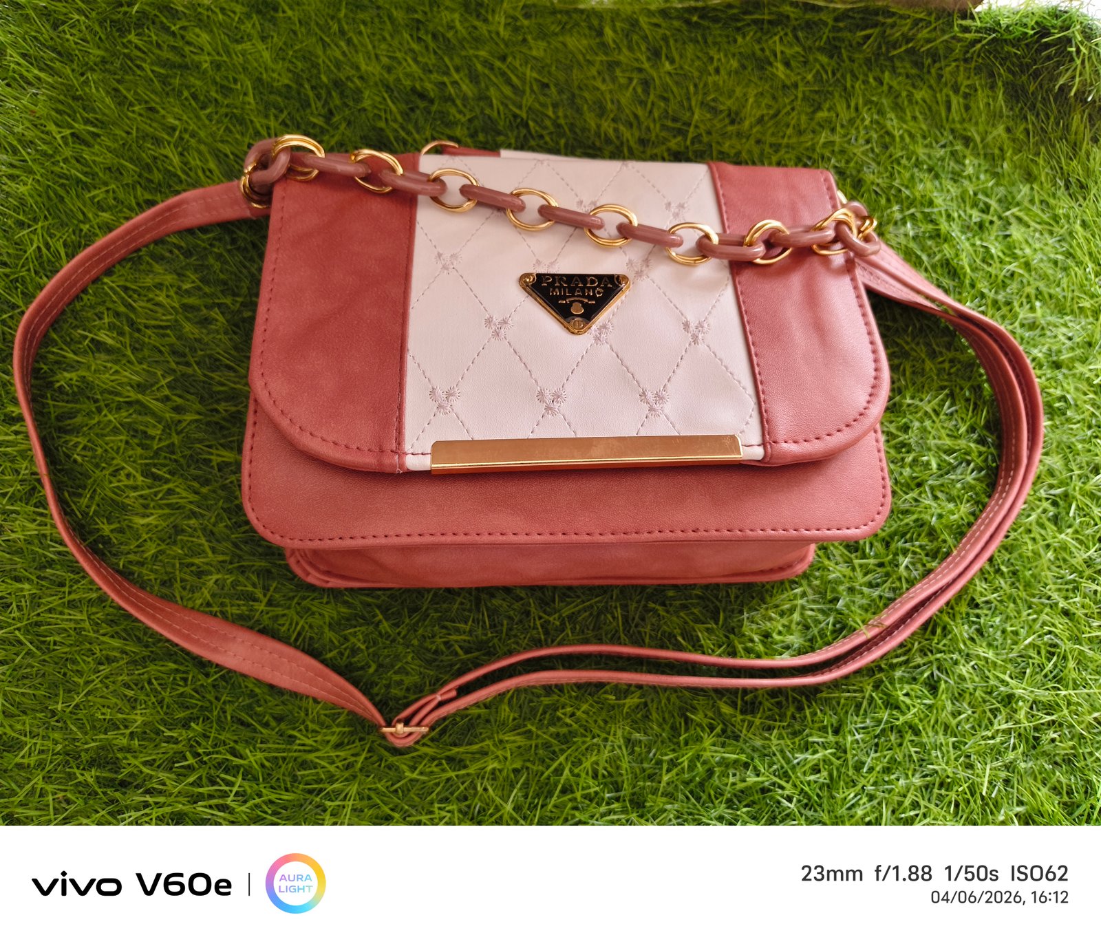 Coral Chic Quilted Sling Bag