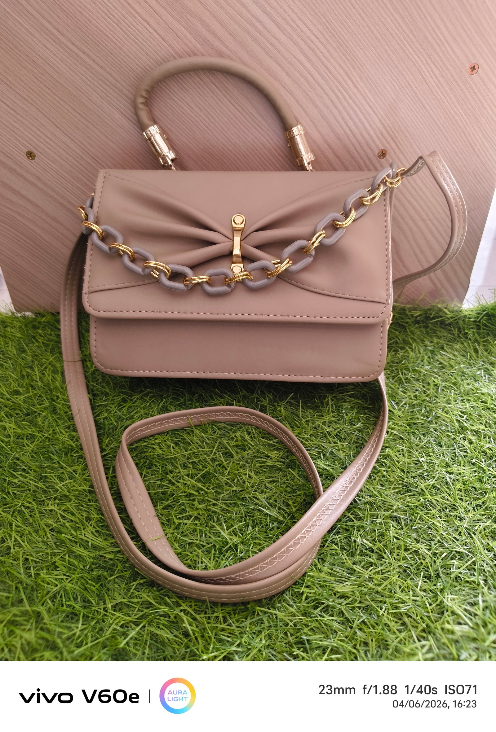 Nude Charm Chain Handbag