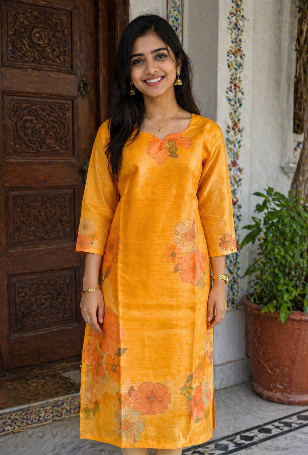 Sunlit Blossom Elegance Kurti