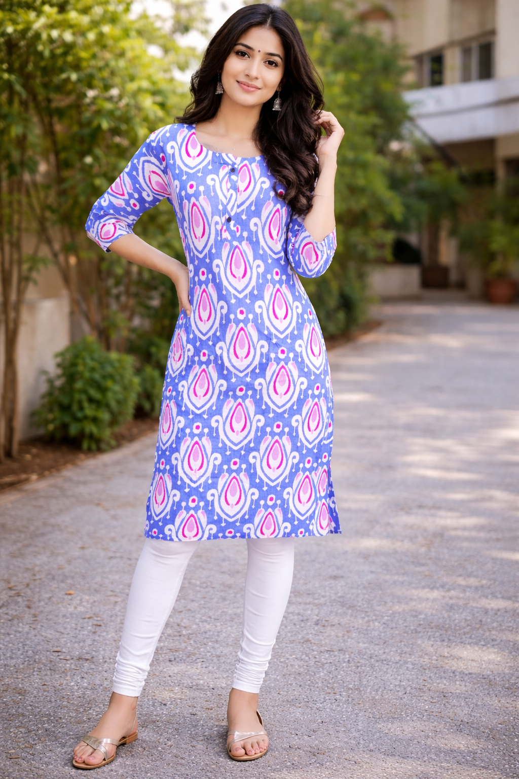 Azure Ikat Glow Kurti