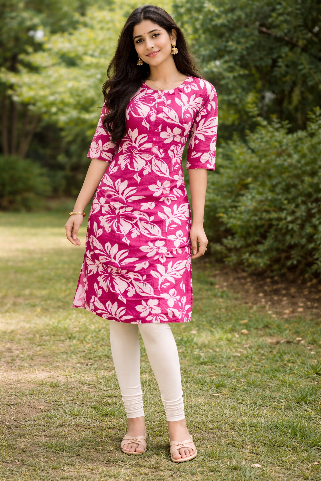 Crimson Bloom Grace Kurti