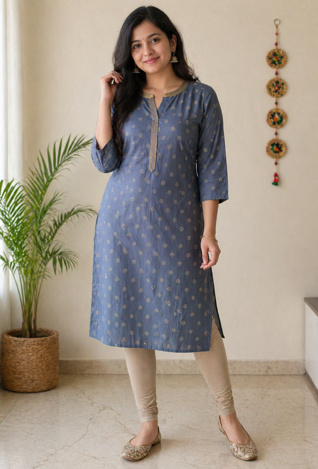Teal Starshine Charm Kurti