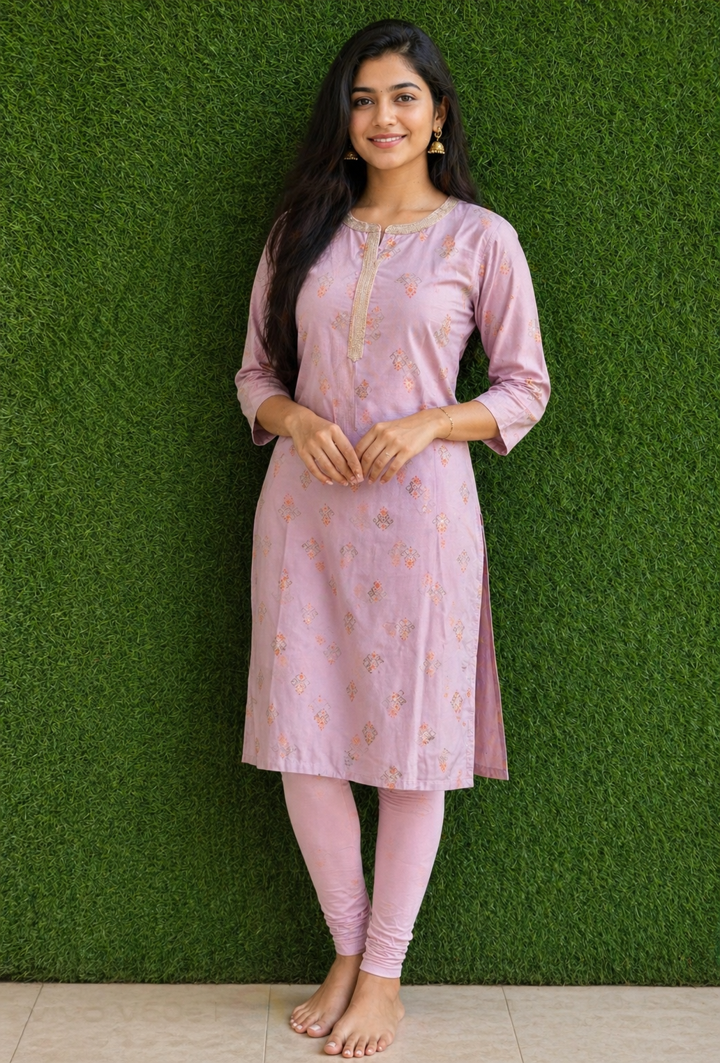 Dusty Rose Mirror Charm Kurti