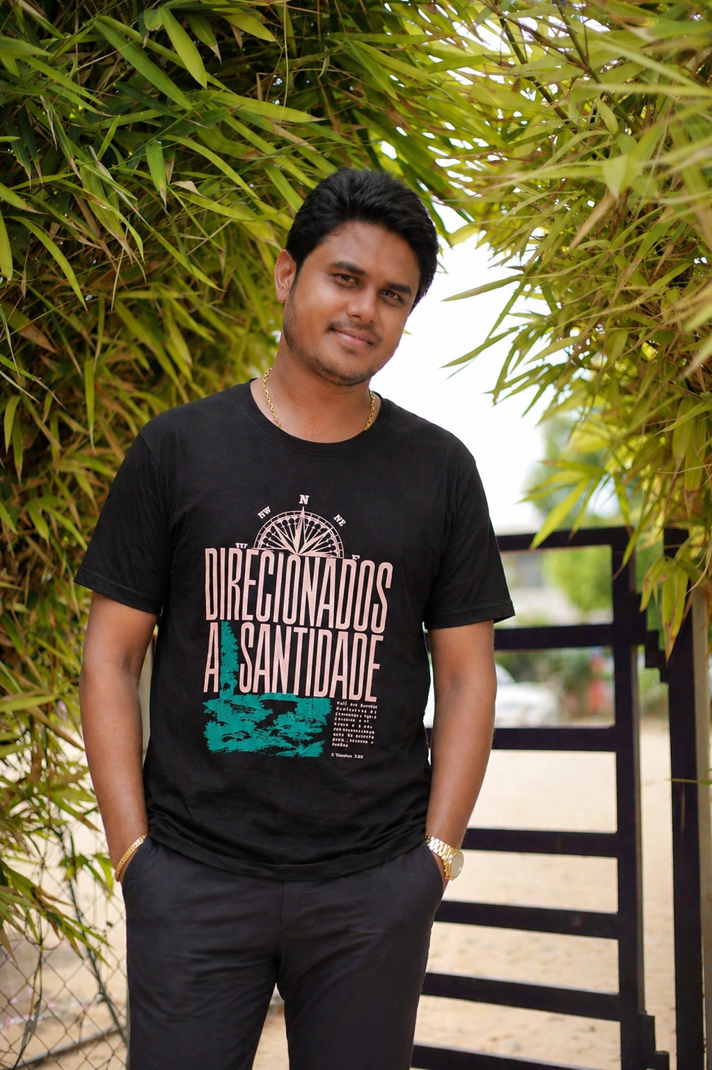 Sanctity Compass Black Graphic T-Shirt