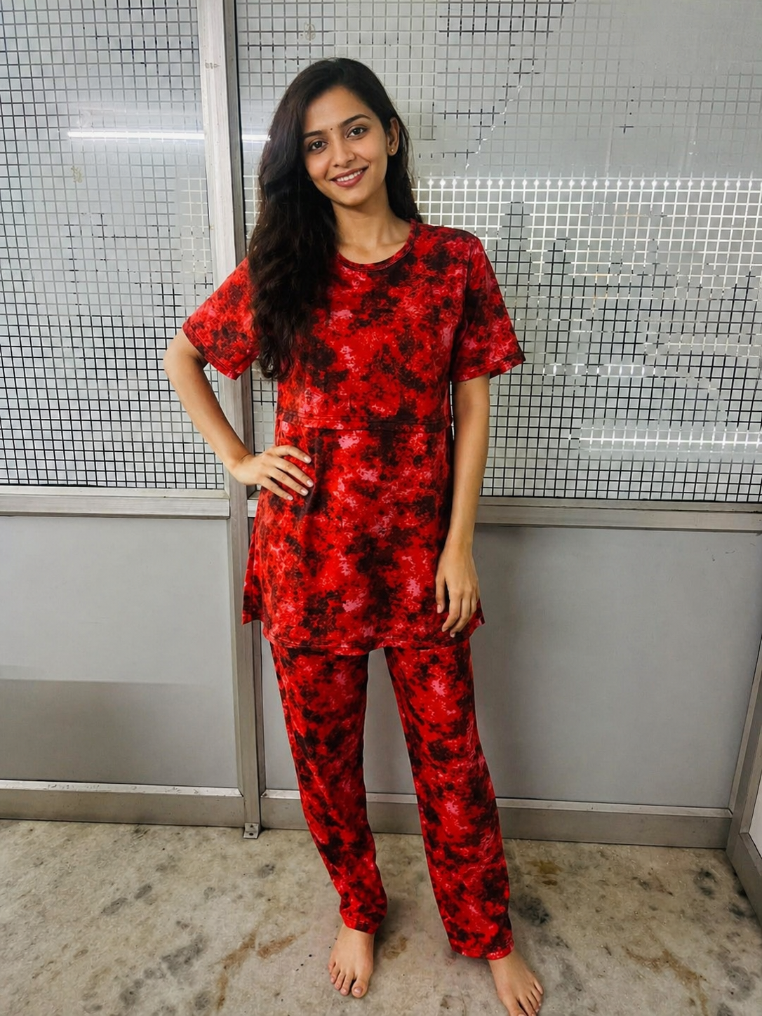 Crimson Comfort Lounge Feeding coord Set