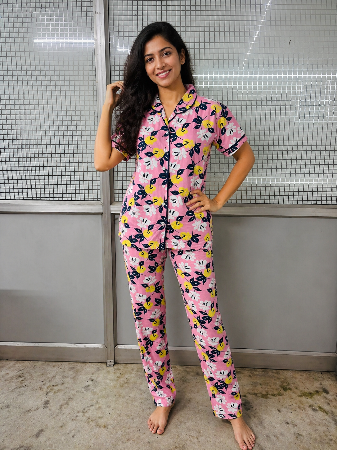 Blossom Pink Printed Nightsuit