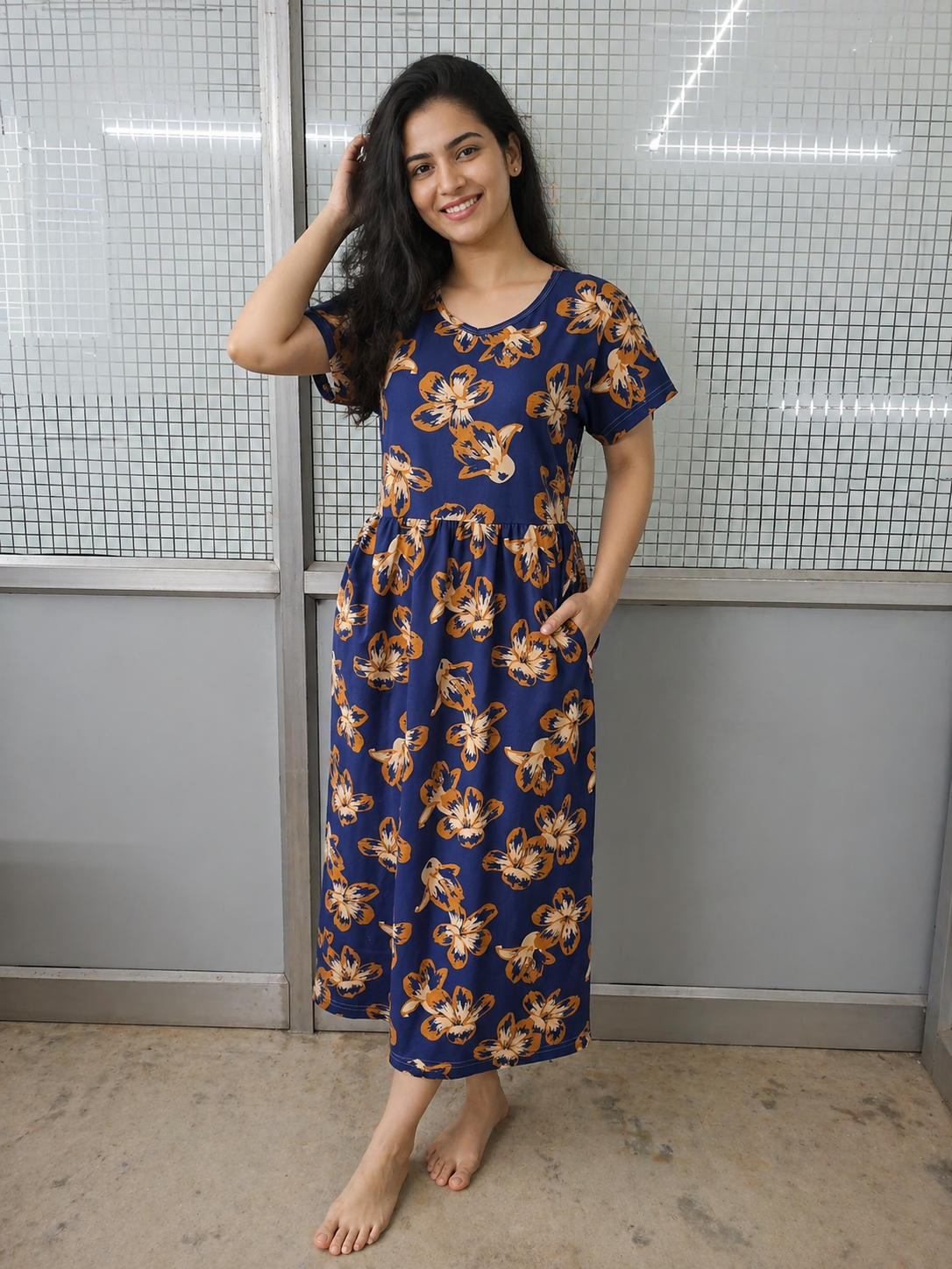 Sky Dream Printed Lounge Dress- Non Feeding
