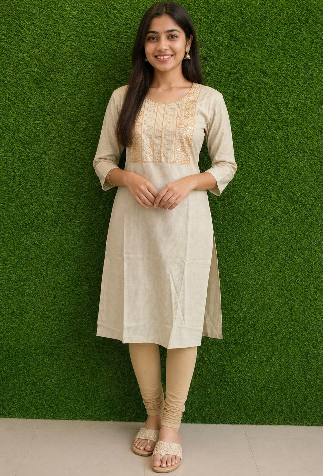 Mint Check Everyday Kurta