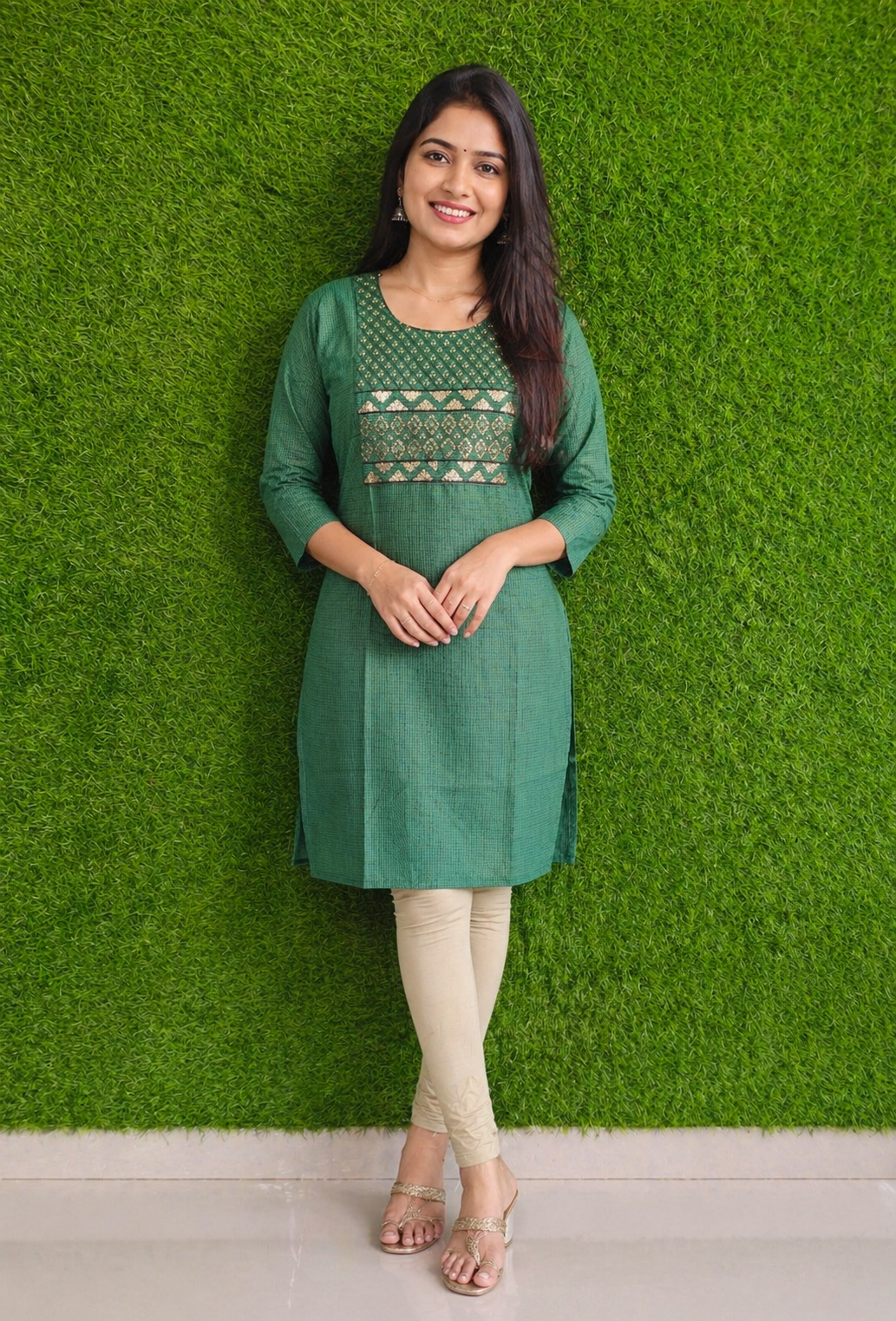 Emerald Grace Embroidered Kurti