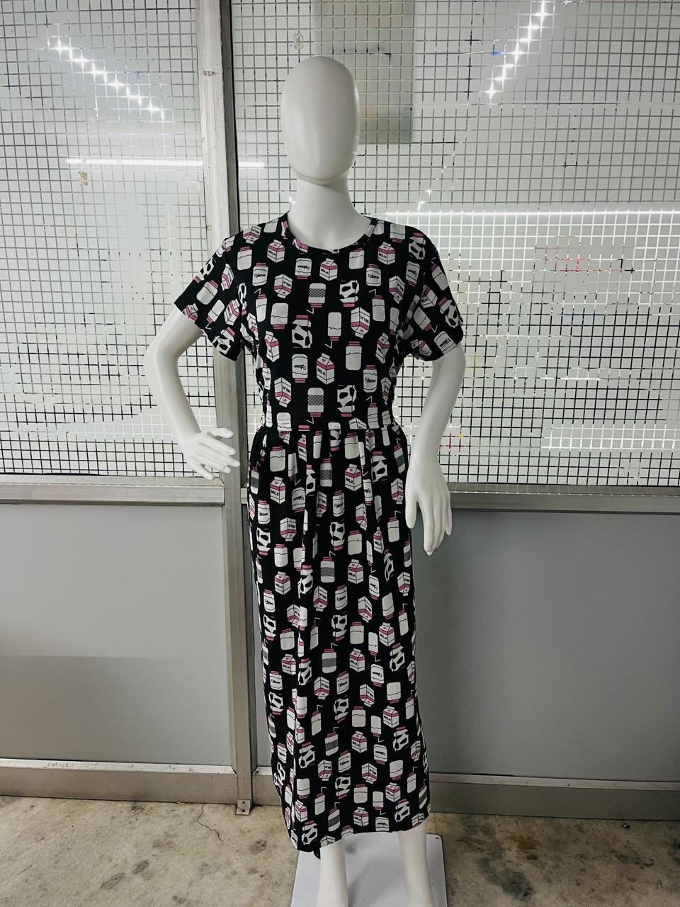 Pull-Up Maternity Feeding Dress – Milk Print Comfort Wear