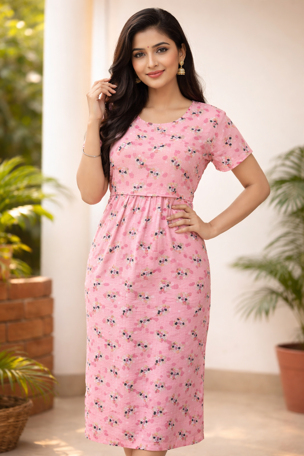 Rose Petal Printed Midi Dress