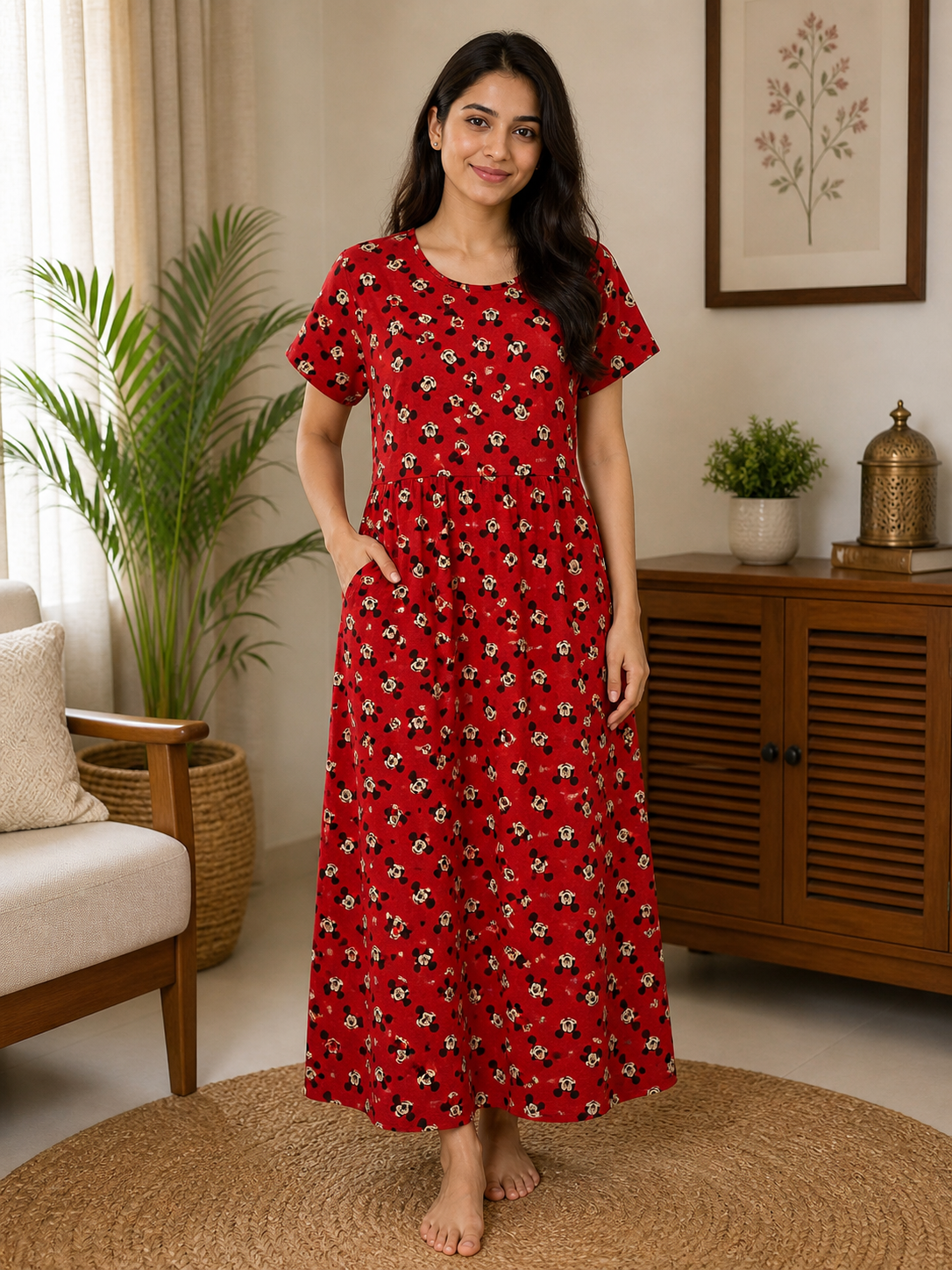 Scarlet Blossom Comfort Lounge Dress