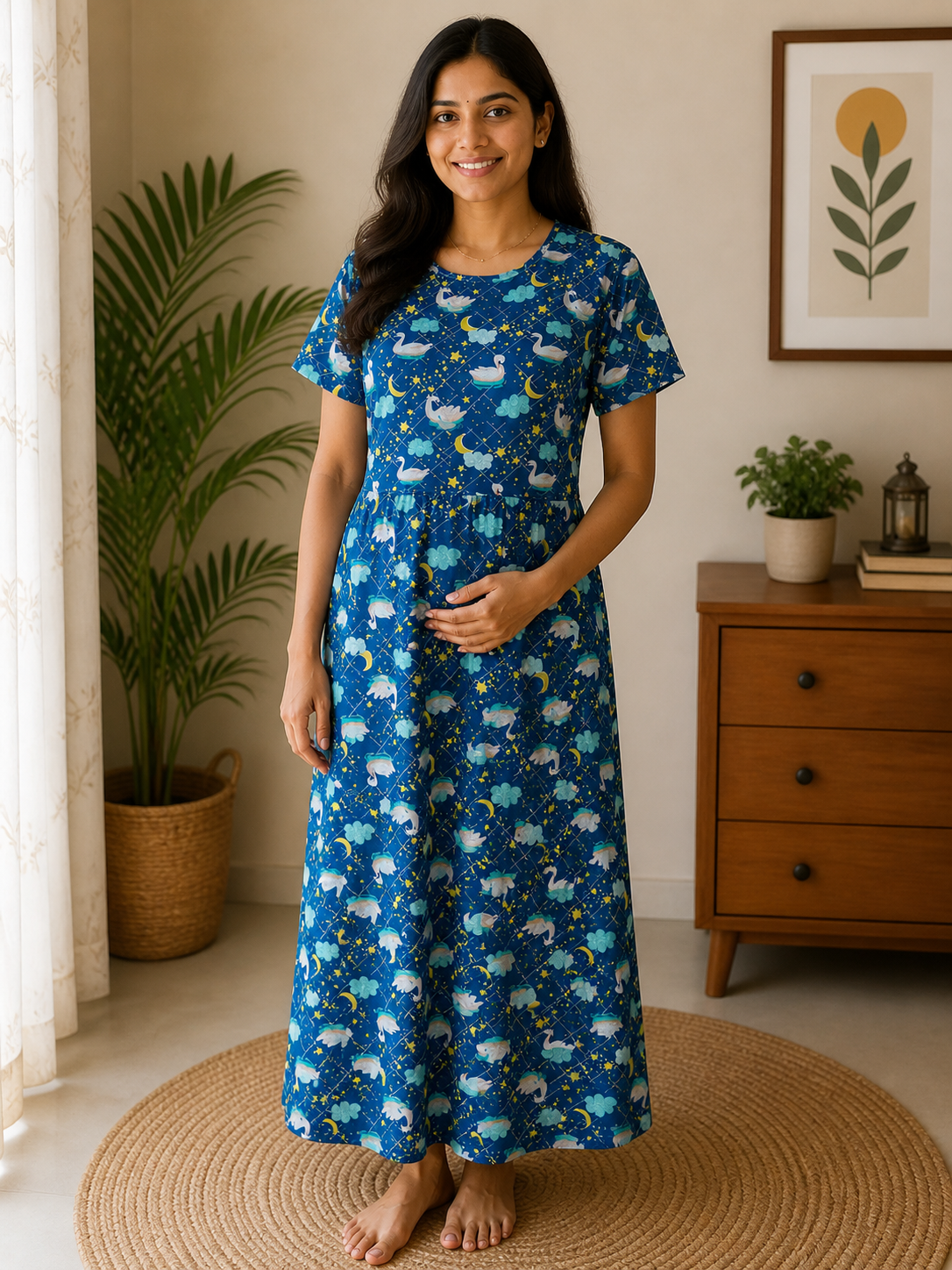 Dreamy Night Sky Maternity Feeding Nightdress