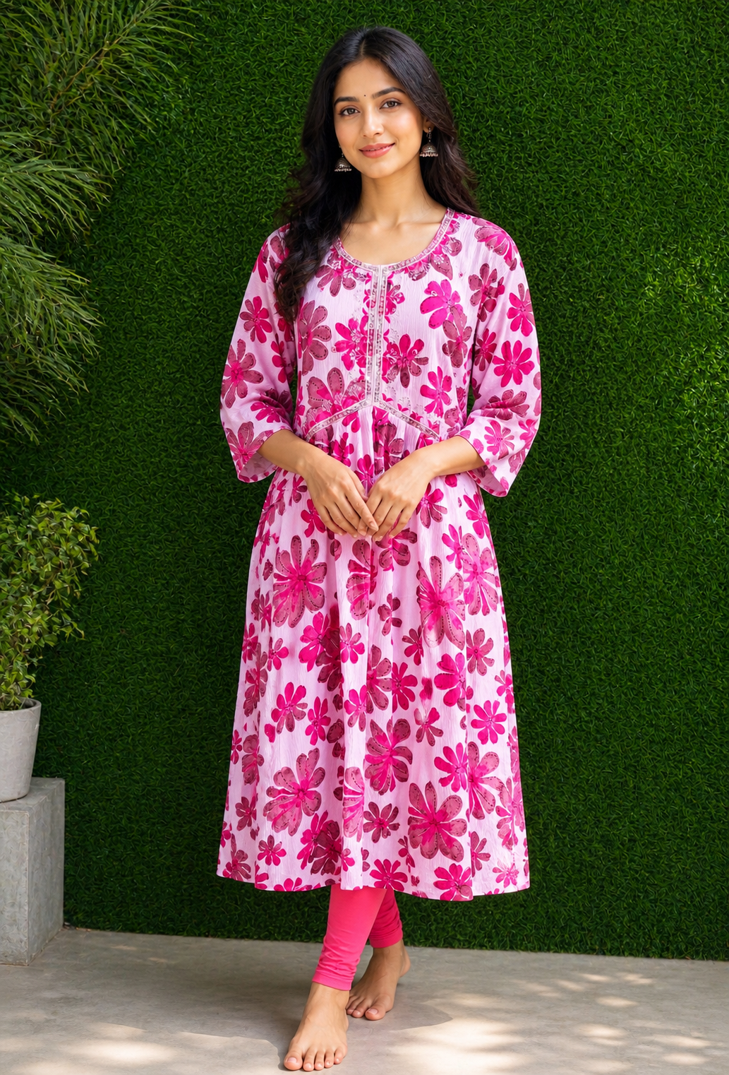 Blossom Pink Floral Kurti Set