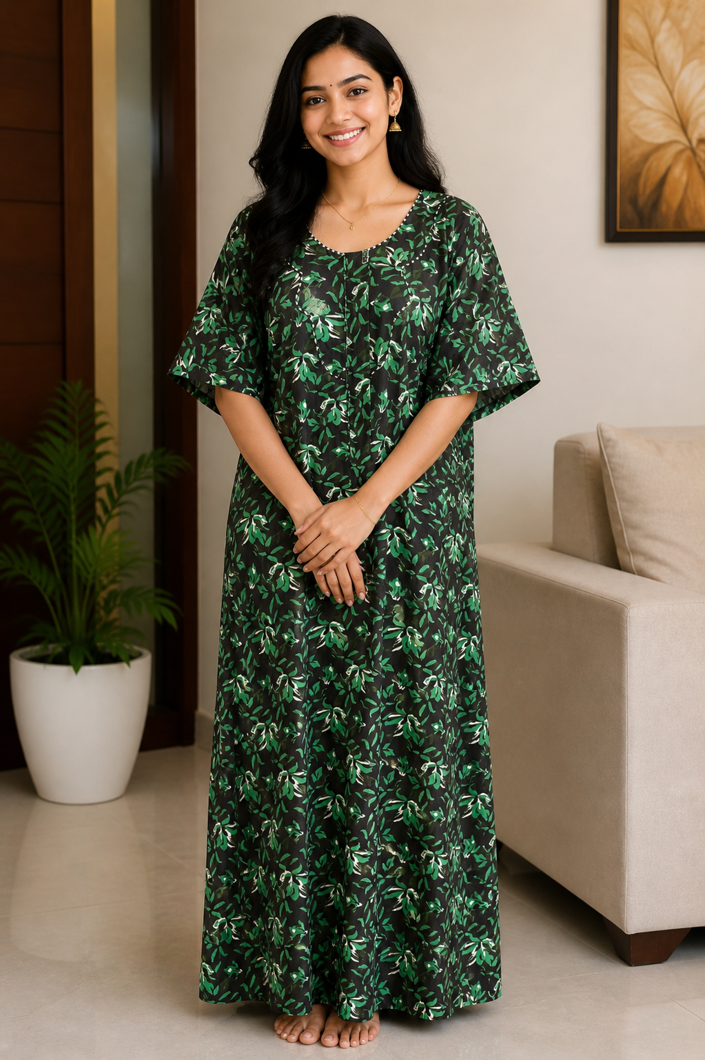 Forest Bloom Printed Maxi Dress