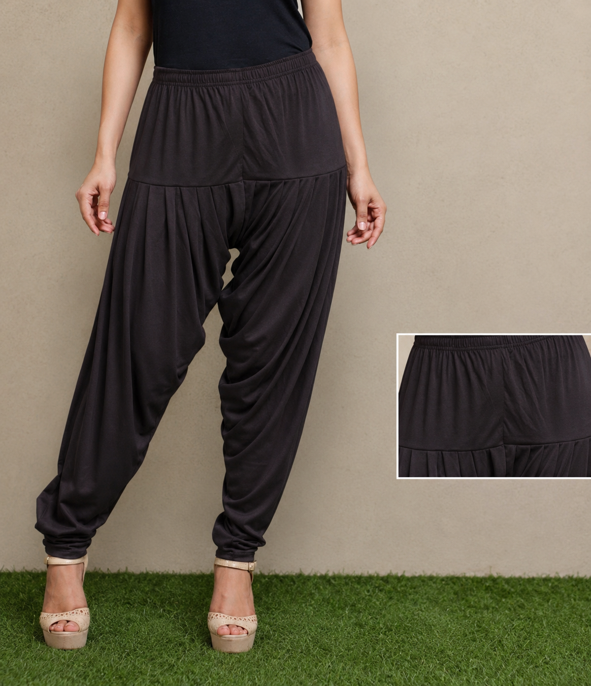 Charcoal Black Soft Stretch Patiala Pants