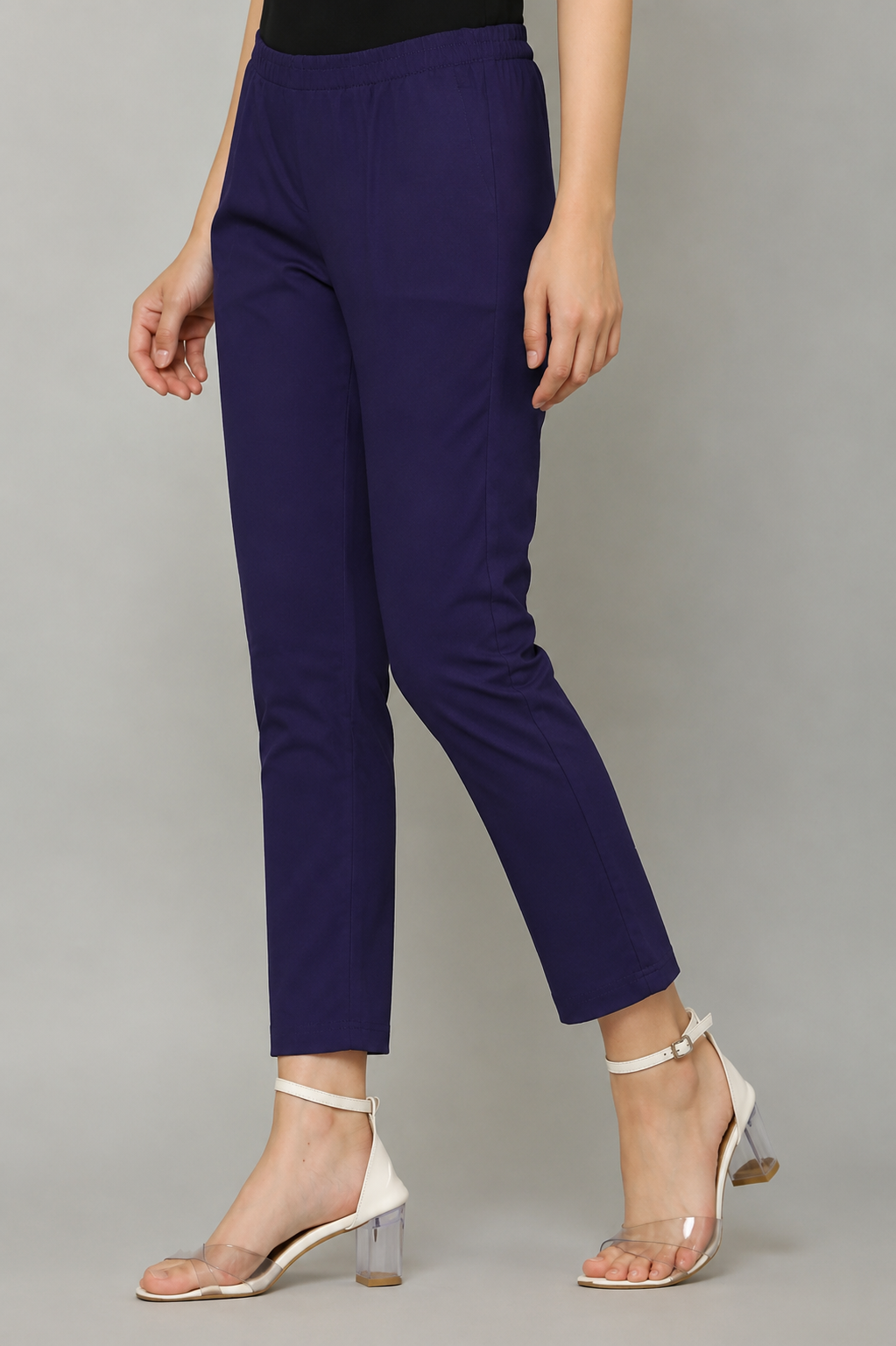 Women’s Navy Blue Slim Fit Ankle Pants