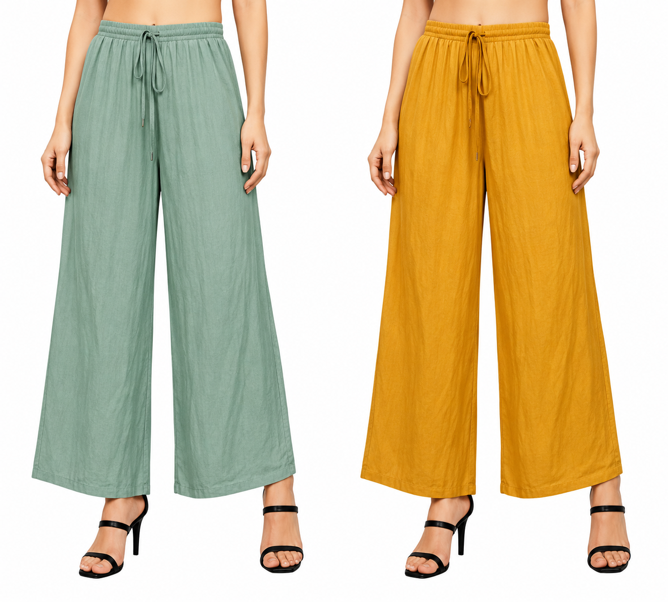 Earthy Glow Solid Palazzo Pants Combo