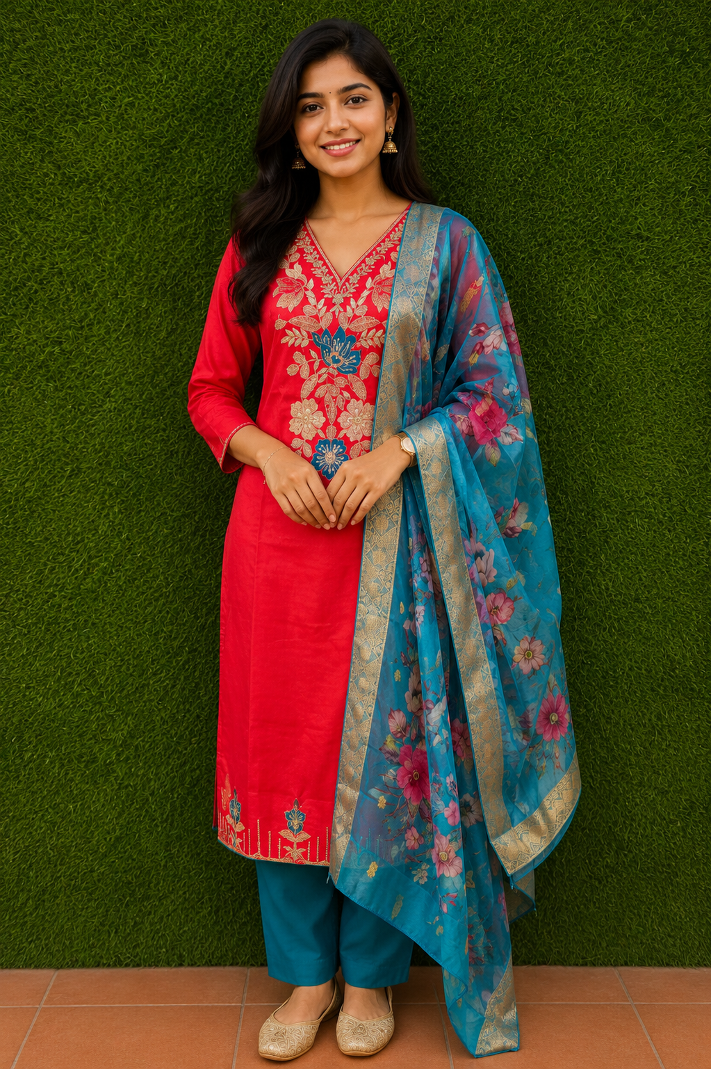 Crimson Grace Embroidered Kurta Set