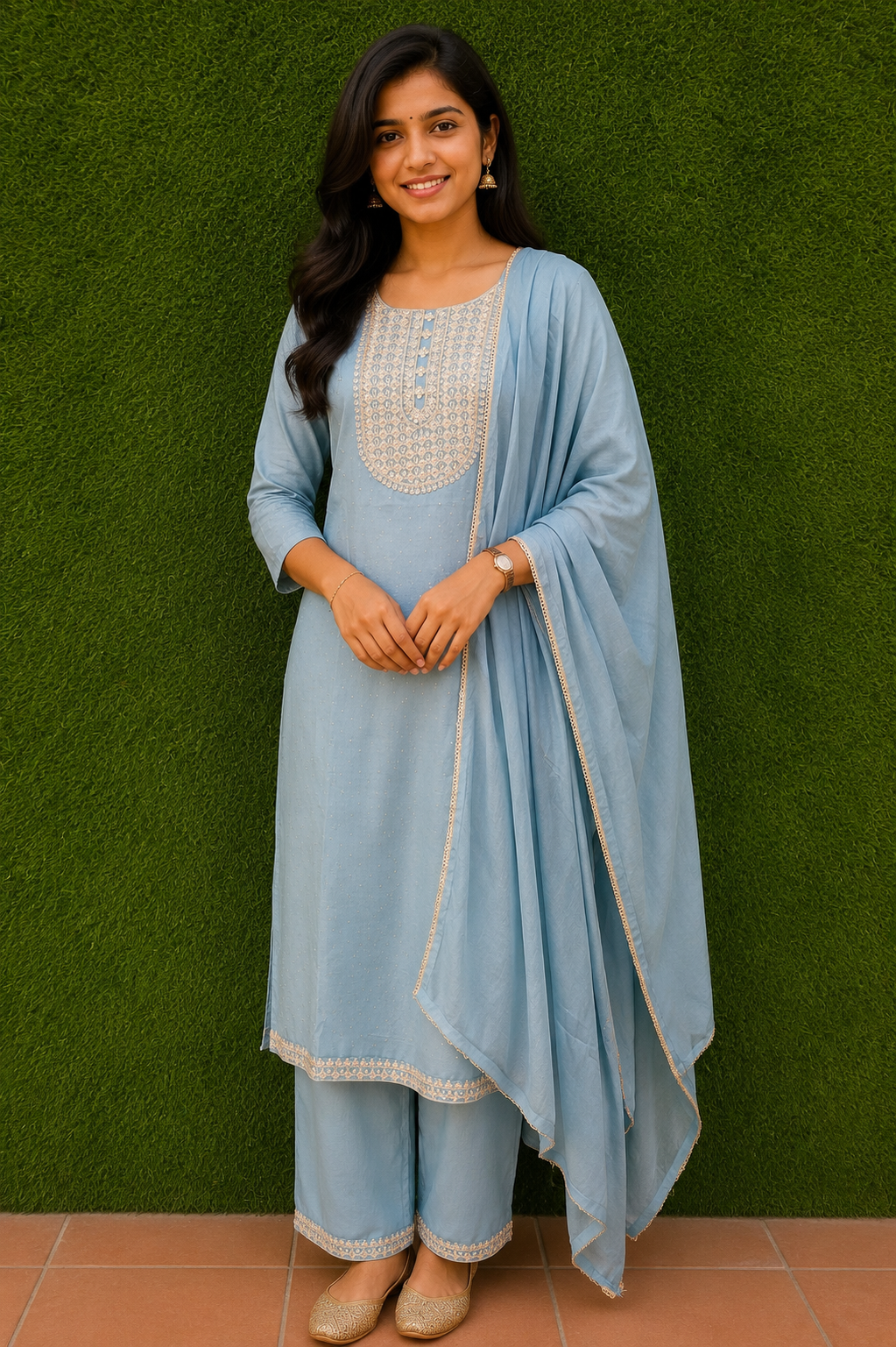 Powder Blue Elegance Kurta Set
