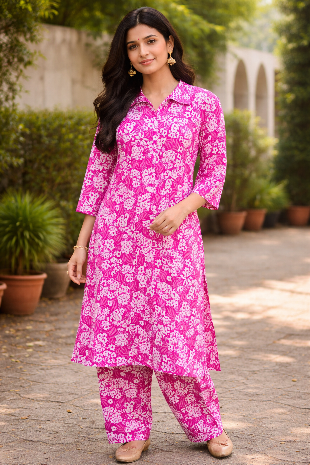 Blossom Pink Floral Kurta Pant Set