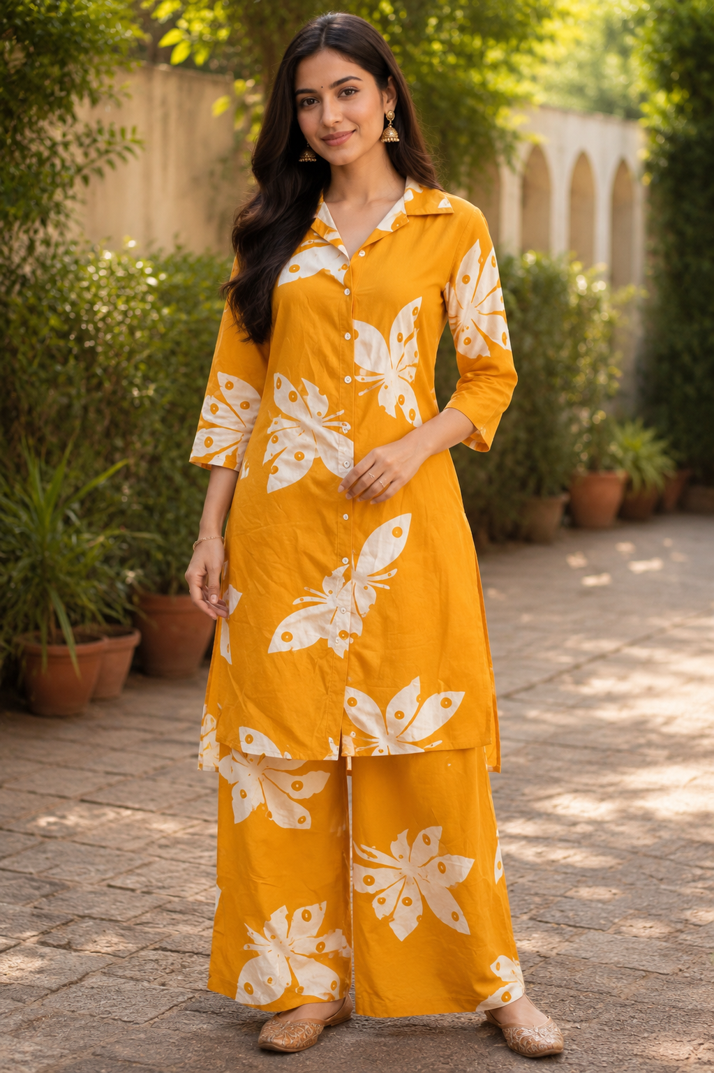 Sunshine Butterfly Printed Kurta Palazzo Set