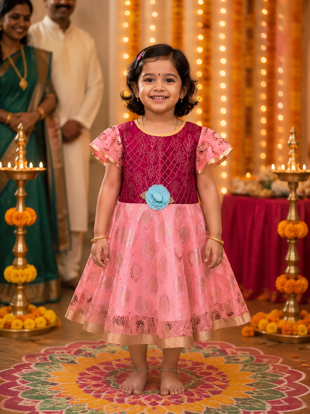 Emerald Blossom Party Wear Frock