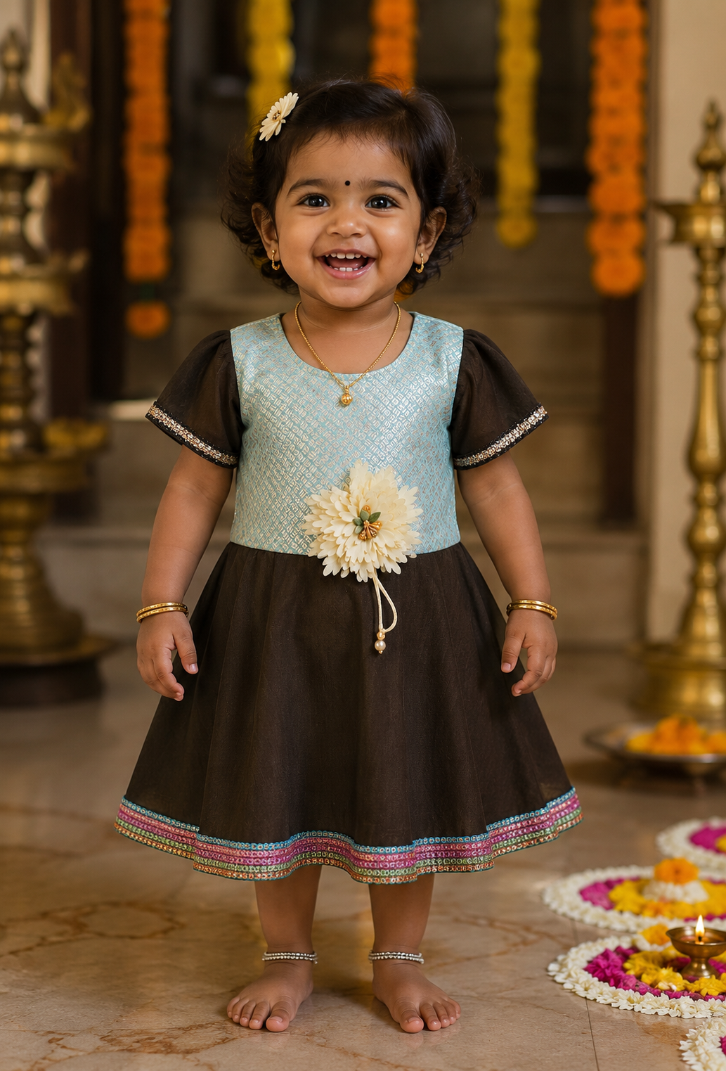 Sky Bloom Kids Festive Dress