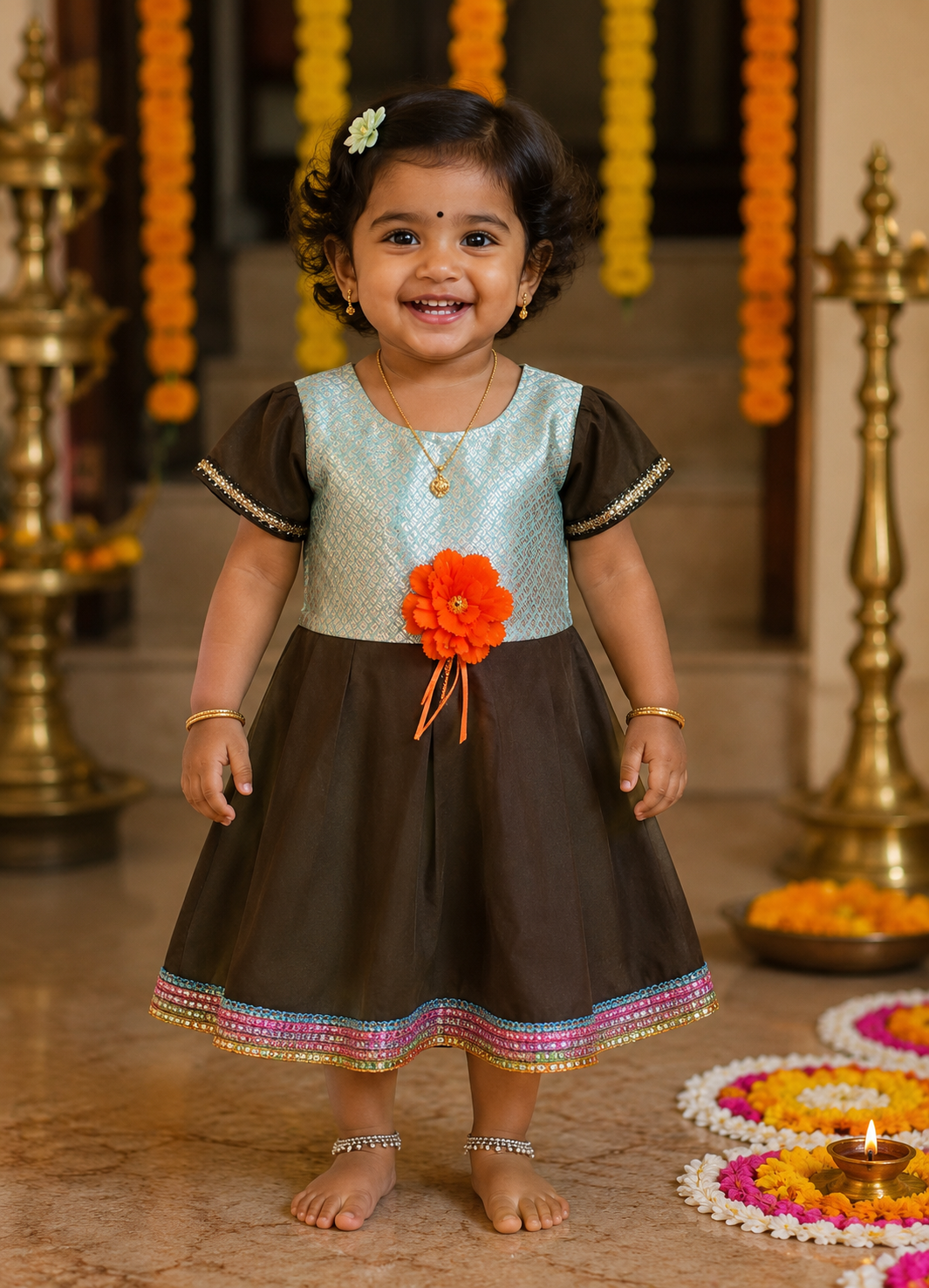 Ethnic Blossom Kids Festive Dress