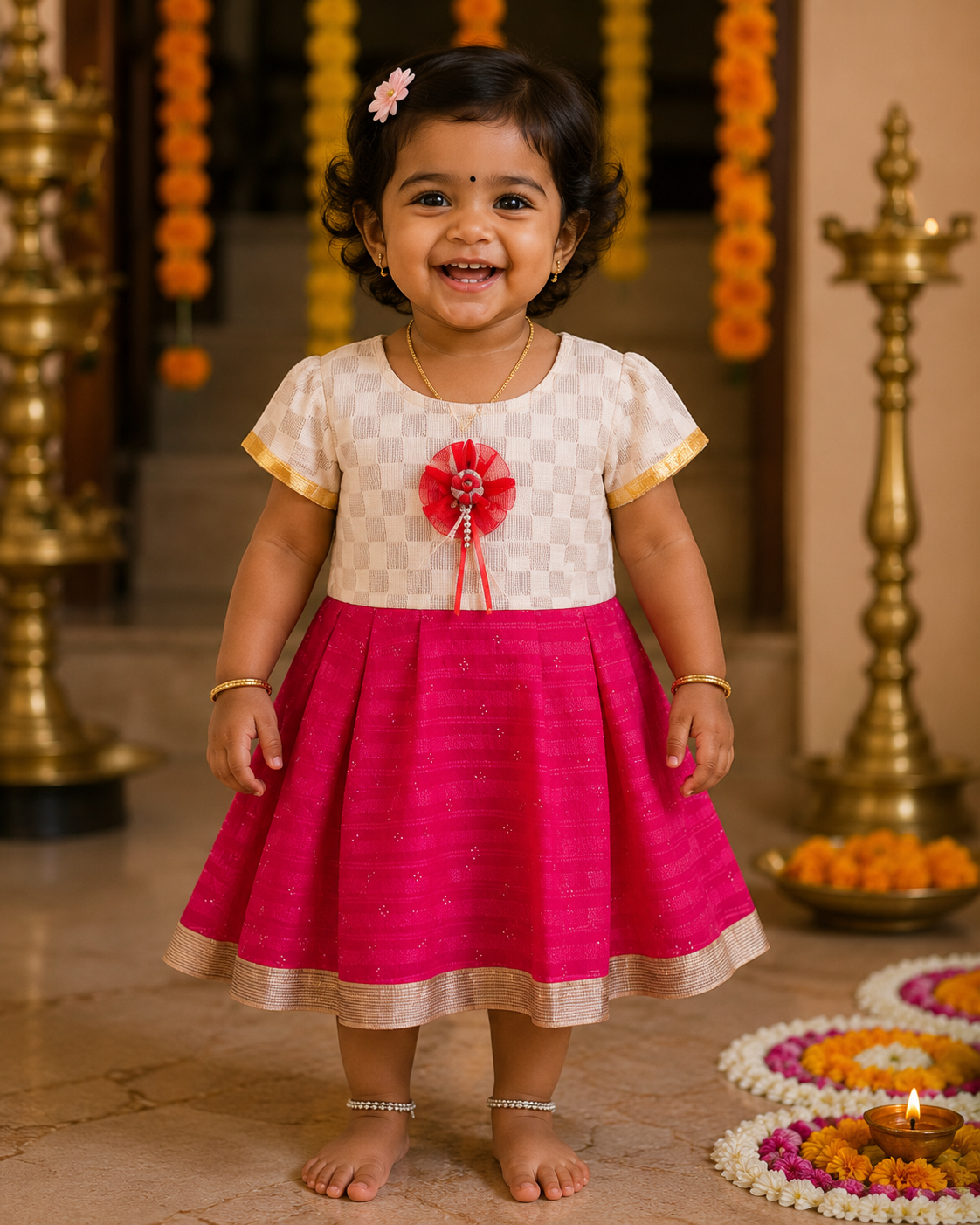 Pink Pearl Festive Kids Dress