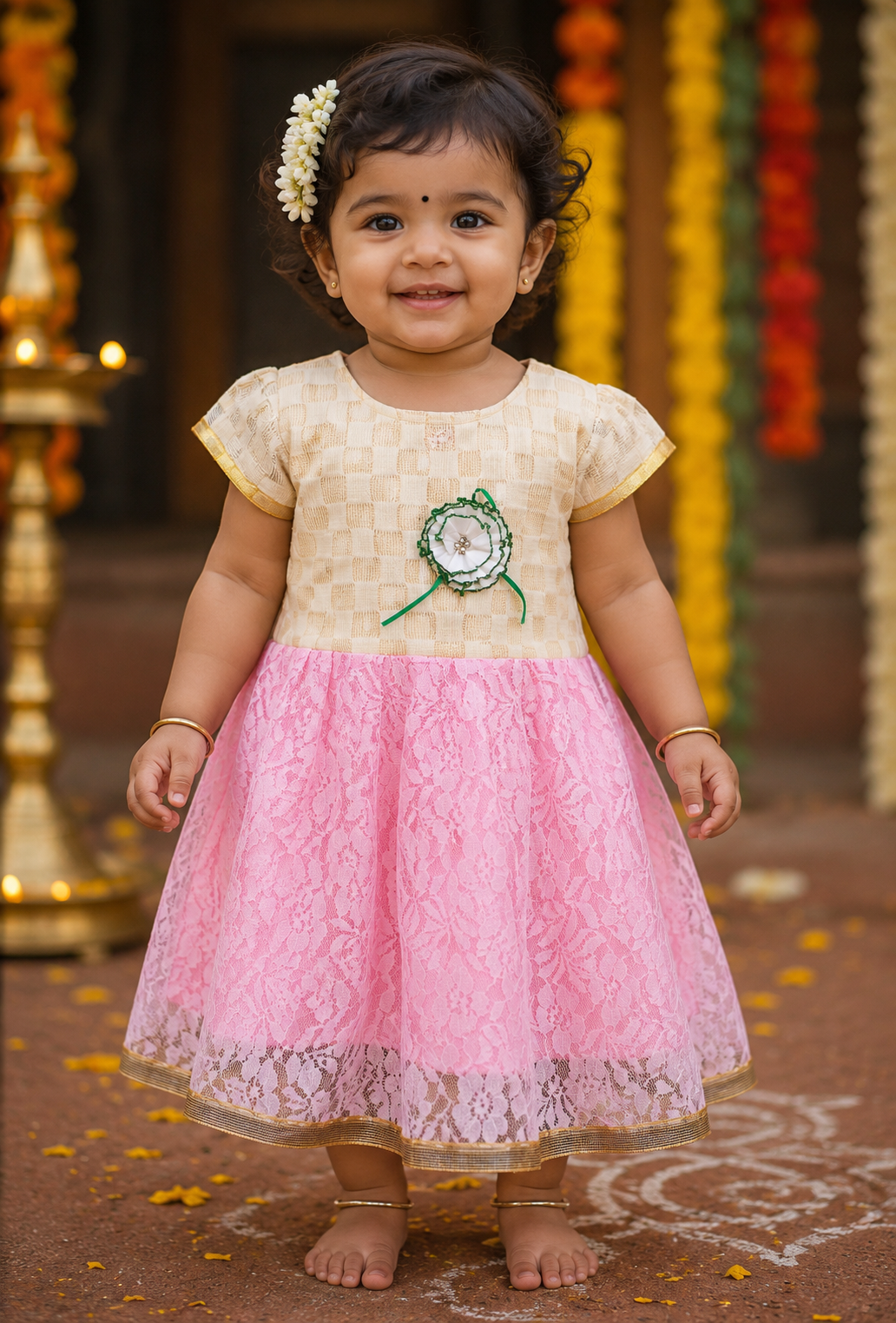 Pink Lace Princess Party Dress