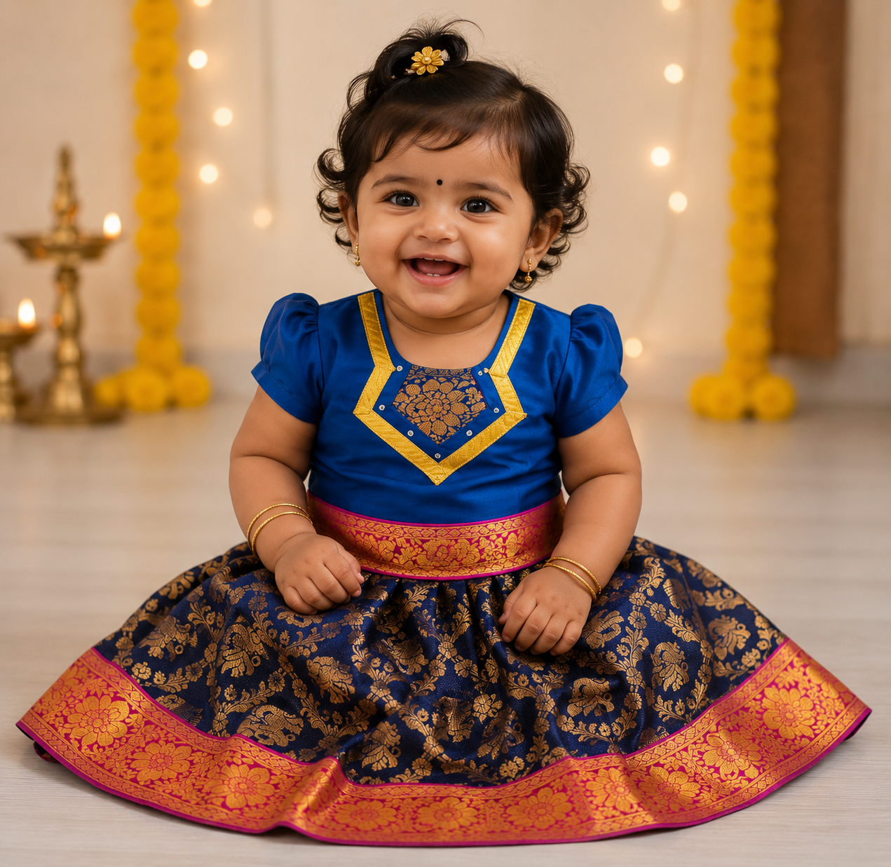 Royal Blue Baby Pattu Pavadai