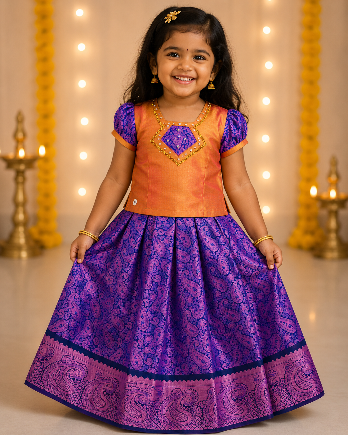 Violet Charm Silk Pattu Frock