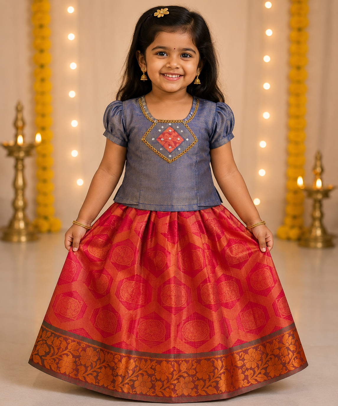 Crimson Grace Silk Pattu Frock
